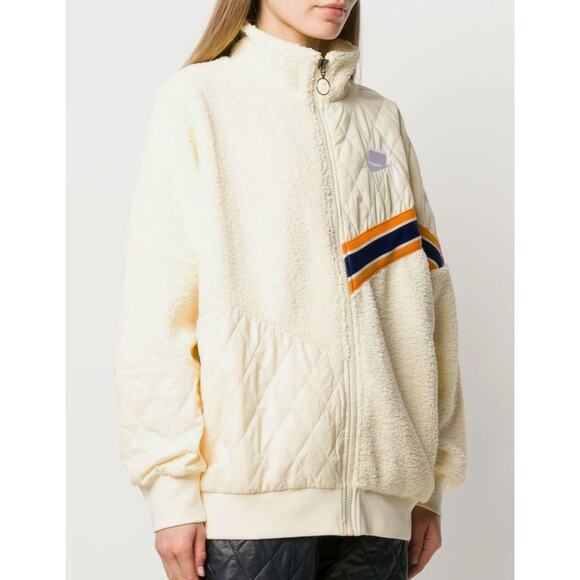 Nike Sherpa Loose Fit Oversized Full Zip Track Jacket Cream Women Sz XS - Picture 11 of 11